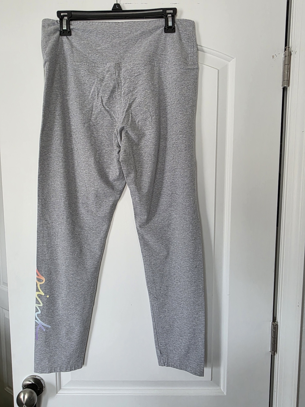 PINK Victoria's Secret Grey Leggings with Rainbow Script